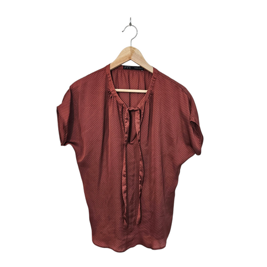 ZARA חולצת סטן קצרה לאישה מידה XS‏