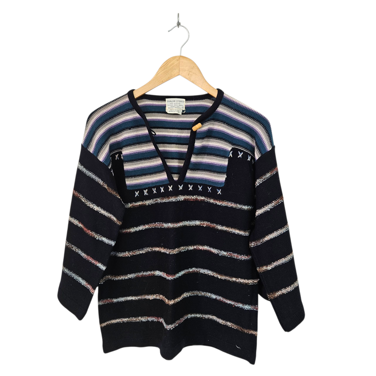 SHALOM STORE חולצת סריג וינטג' אוברסייז לאישה מידה S