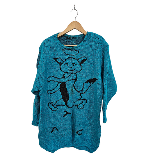 LIZ סוודר וינטג' עם כריות כתפיים לאישה מידה XL - מוכתם