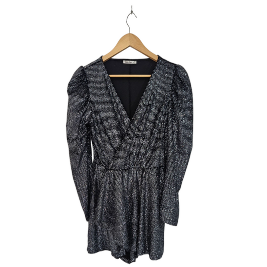 STUDIO PASHA אוברול כסוף נוצץ חגיגי לאישה מידה M