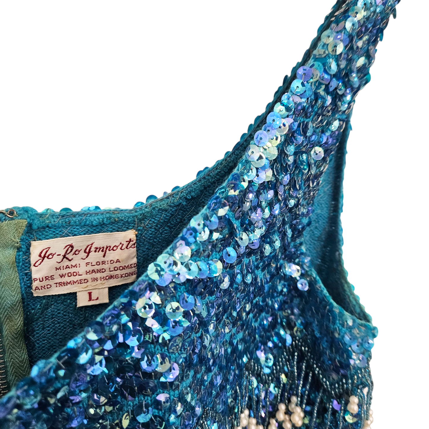 חולצת וינטג' לאישה עם פייטים וחרוזים מידה L