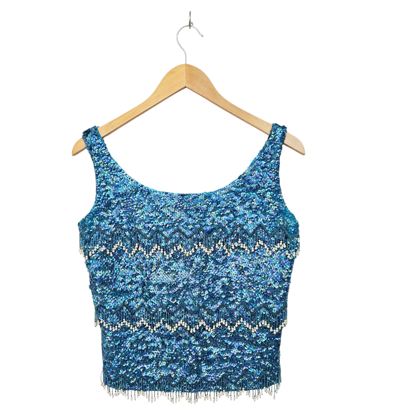 חולצת וינטג' לאישה עם פייטים וחרוזים מידה L