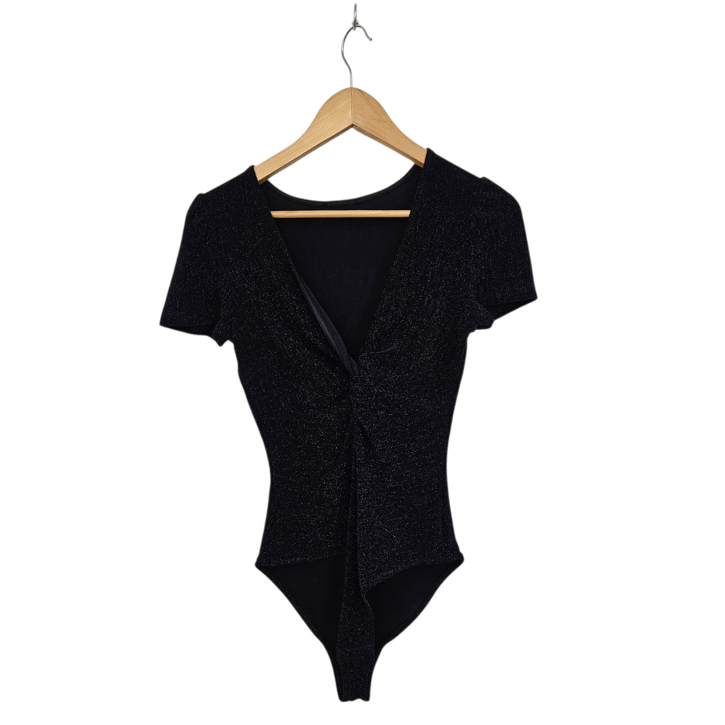 בגד גוף שחור נוצץ לאישה מידה M