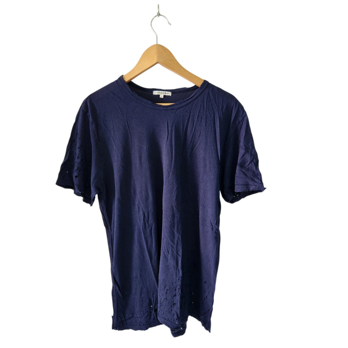 COTTON CITIZEN חולצה קצרה מעוצבת עם קרעים לגבר מידה L