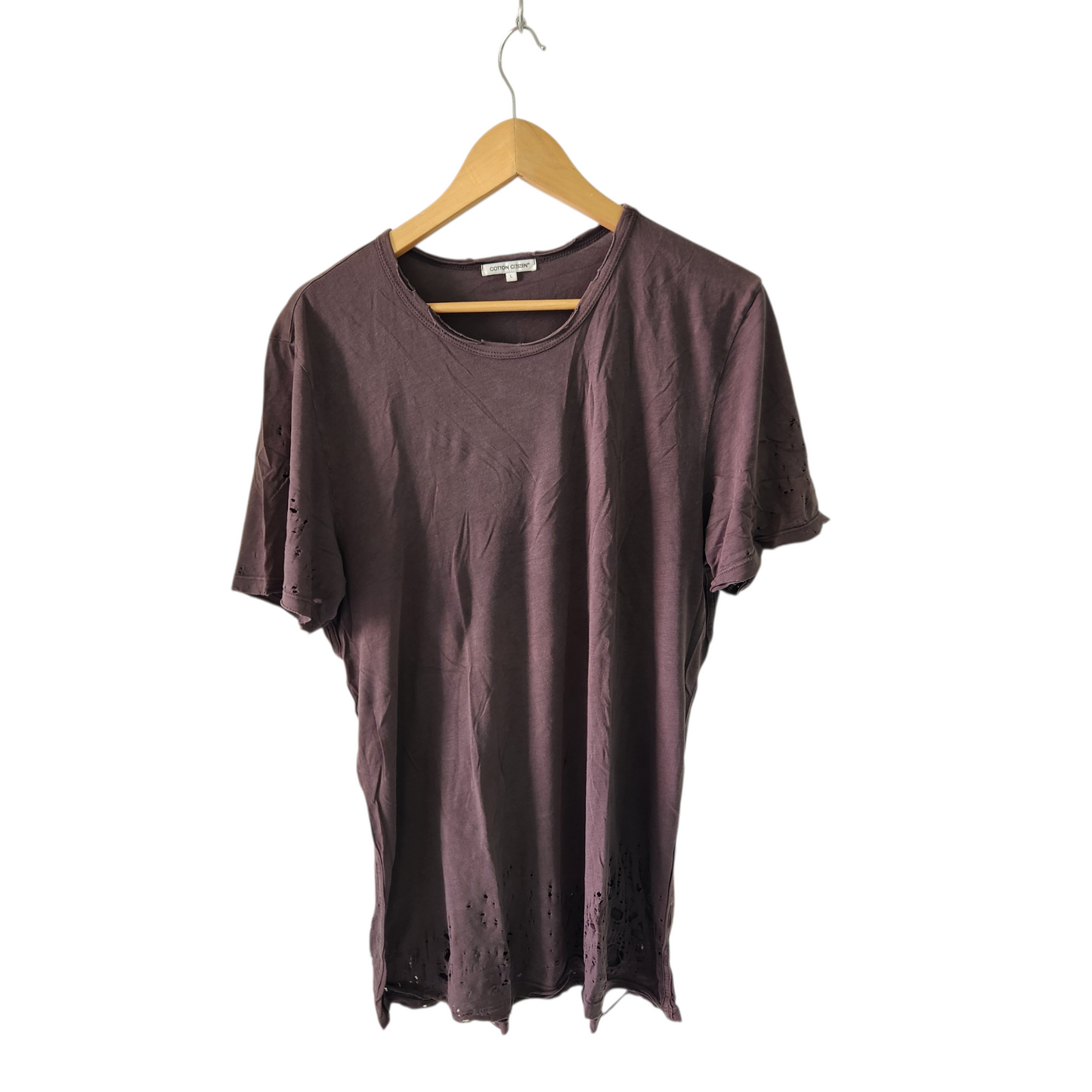 COTTON CITIZEN חולצה קצרה מעוצבת עם קרעים לגבר מידה L