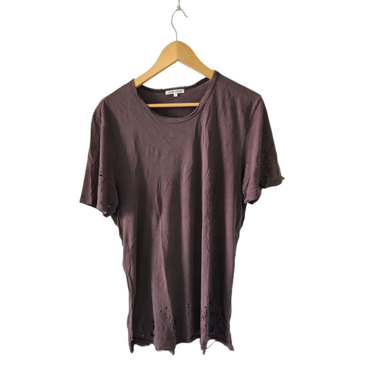 COTTON CITIZEN חולצה קצרה מעוצבת עם קרעים לגבר מידה L